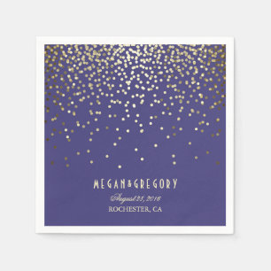 Gold Confetti Navy Wedding Napkin