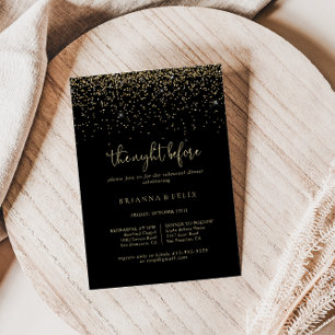 Gold Confetti Night Before Rehearsal Dinner Invitation