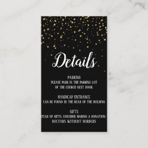 Gold Confetti on Black Detail Insert Card