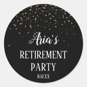 Gold Confetti on Black Retirement Envelope Seals