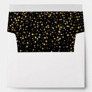 Gold Confetti on Black Retirement Invitation Envelope