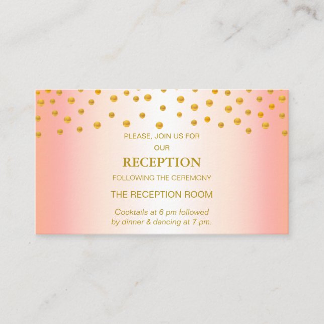 Gold Confetti on Black & Rose Gold Wedding Enclosure Card (Front)