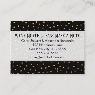 Gold Confetti on Black We've Moved Handout Card