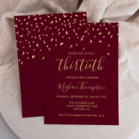 Gold Confetti on Burgundy 30th Birthday Party