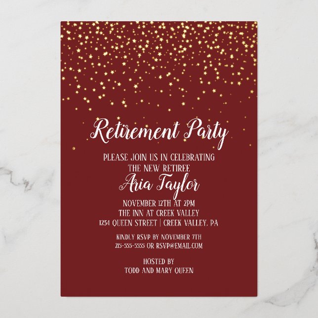 Gold Confetti on Burgundy Retirement Gold (Front)