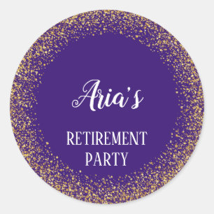 Gold Confetti on Purple Party Envelope Seals