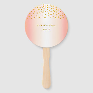 Gold Confetti on Rose Gold Hand Fan