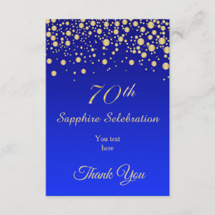 Gold confetti on Sapphire blue Birthday Thank You