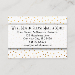 Gold Confetti on White Change of Address Card