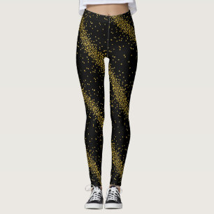 Gold Confetti Party Dots Black or Custom Colour Leggings