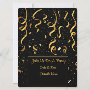 Gold Confetti Party Invitation