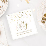 Gold Confetti Personalised 50th Birthday Party Napkin<br><div class="desc">Help them celebrate their 50th birthday in style with this simple but elegant design, featuring faux gold triangular confetti sifting down on the word "fifty" in stylish gold handwriting font. Personalise it with the name of the honoree in gold sans serif font, along with the occasion and date below in...</div>