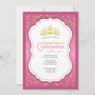 Gold Confetti Quinceañera Invitation