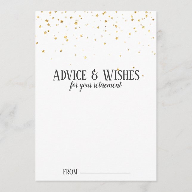 Gold Confetti Retirement Advice Cards (Front)