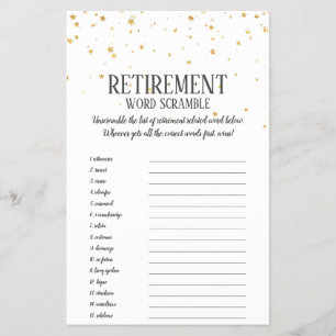 Gold Confetti Retirement Word Scramble Flyer