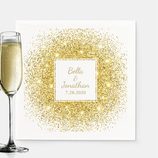 Gold Confetti Romantic Elegant Wedding Custom Napkin (Creator Uploaded)