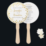 Gold confetti round wedding program fan<br><div class="desc">Gold confetti round wedding program fan. For further customisation,  please click the "customise further" link and use our design tool to modify this template.</div>