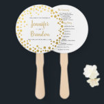 Gold confetti round wedding program fan<br><div class="desc">Gold confetti round wedding program fan. For further customisation,  please click the "customise further" link and use our design tool to modify this template.</div>