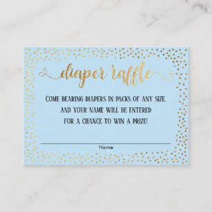 Gold Confetti & Script on Blue Diaper Raffle Cards