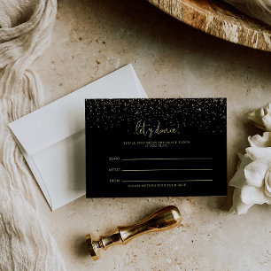 Gold Confetti Script Wedding Song Request Card