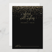 Gold Confetti Script Wedding Well Wishes 