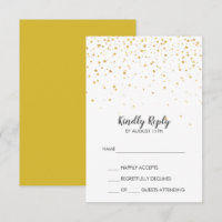 Gold Confetti Simple Wedding RSVP Card