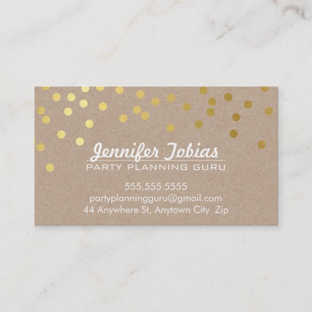 GOLD CONFETTI SPOT pattern modern bold white kraft Business Card (Front)