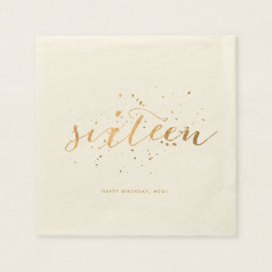 Gold Confetti Sweet Sixteen 16th Birthday Ecru Napkin