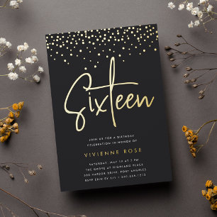 Gold Confetti Sweet Sixteen Birthday Party