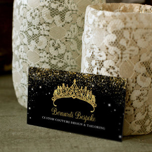 Gold Confetti Tiara Business Card