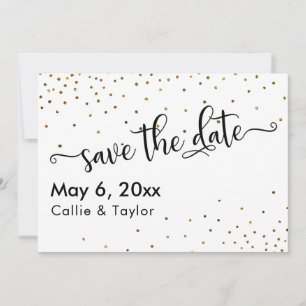 Gold Confetti Typography Save the Date