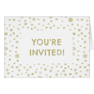 Gold Confetti Watercolor Dots Birthday Invite