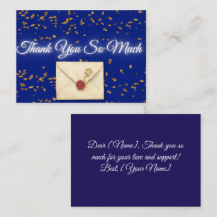 Gold Confetti Wax Seal Thank You Note Card 