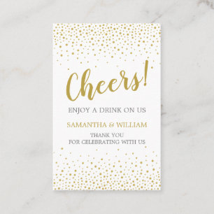 Gold Confetti Wedding Drink Ticket Custom Colour