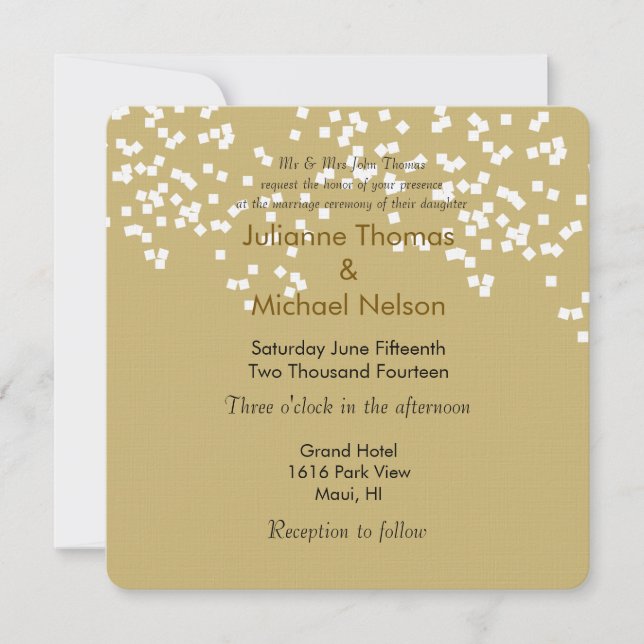 Gold Confetti Wedding Invitation (Front)