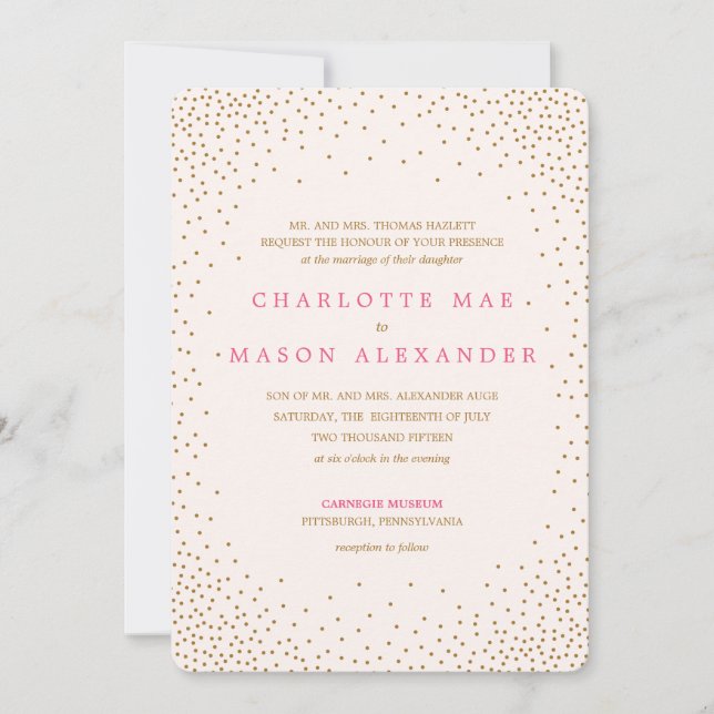 GOLD CONFETTI wedding invitation (Front)