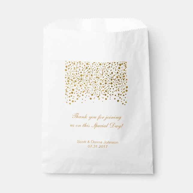 *Gold Confetti Wedding  | Personalise Favour Bags (Front)