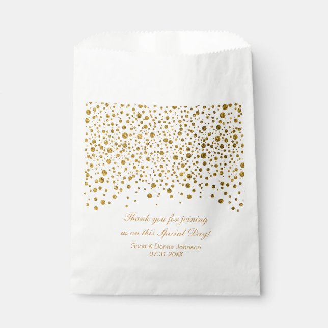 *Gold Confetti Wedding  | Personalise Favour Bags (Front)