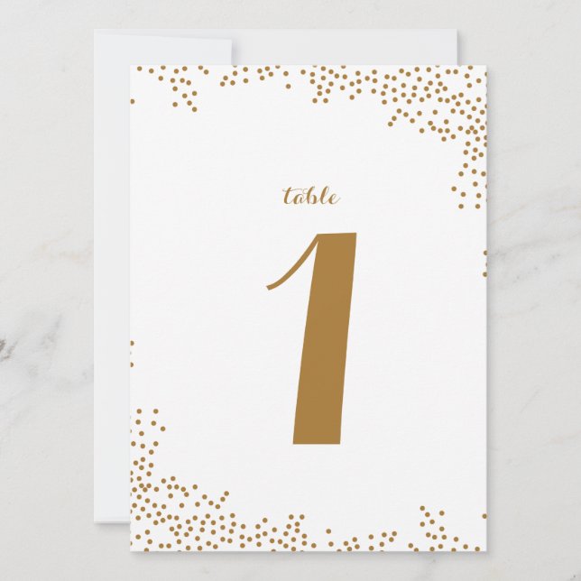 Gold Confetti Wedding Table Numbers (Front)