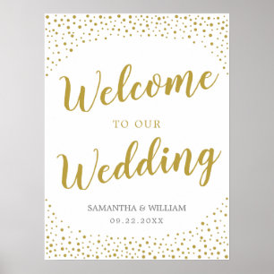 Gold Confetti Wedding Welcome Sign