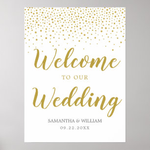 Gold Confetti Wedding Welcome Sign