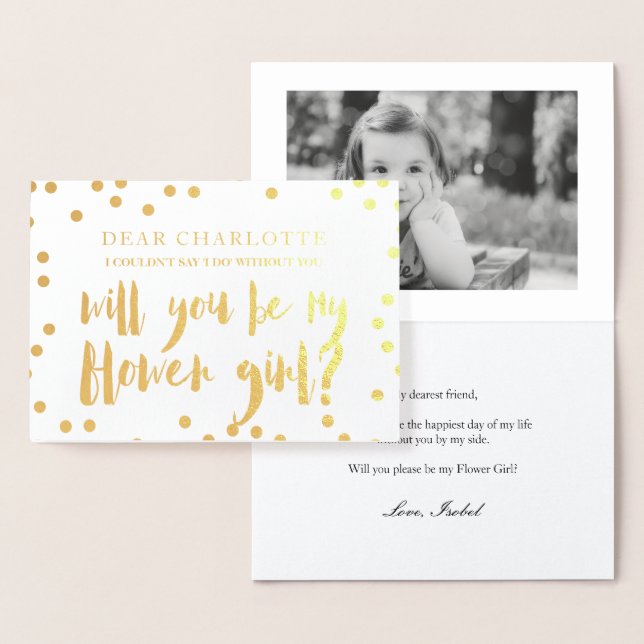 Gold Confetti Will You Be My Flower Girl Photo Foil Card (Display)