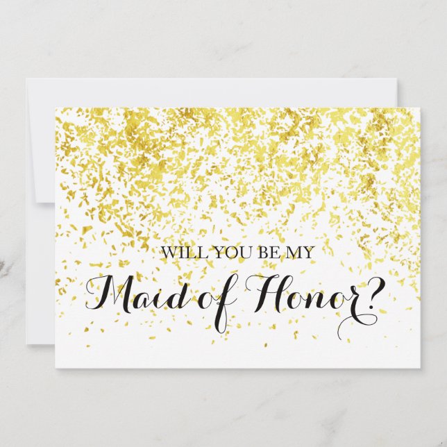Gold Confetti - Will You Be My Maid of Honour Card (Front)