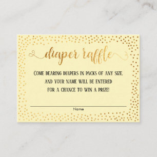 Gold Confetti & Yellow Script Diaper Raffle Cards