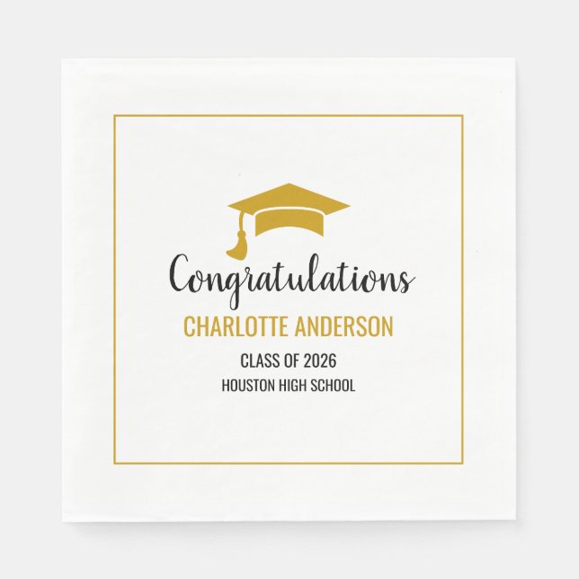 Gold Congrats Graduation Napkin (Front)