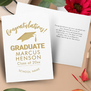 Gold Congratulations Graduate Graduation Cap Card