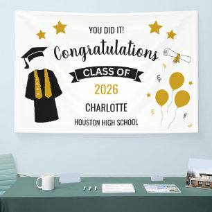 Gold Congratulations Graduation Banner