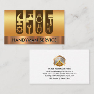 Gold Construction Tools Handyman Layers Business Card