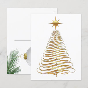 Gold Contemporary Holiday Tree Postcard