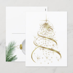 Gold Contemporary Holiday Tree Postcard
